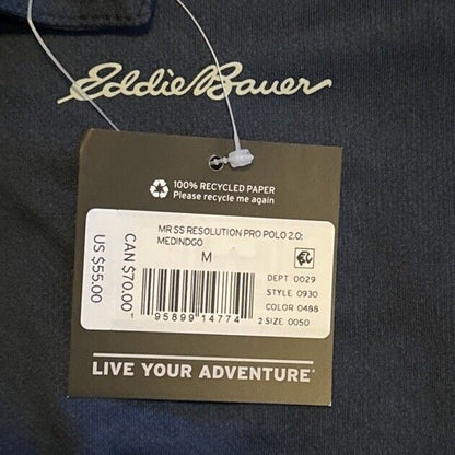 Eddie Bauer  Men’s Resolution Polo Shirt Freedry-Med Indigo- Medium -NWT