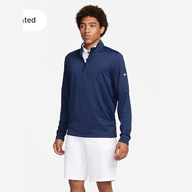 $75 Nike Victory Men's Dri-FIT 1/2-Zip Golf Top FD5837-Navy - Medium -New