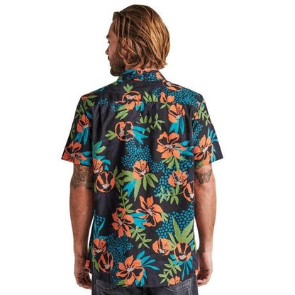 $79 Roark Men’s Journey Tahiti Nui Button S/S Shirt-Black Multi- Small-New Tag