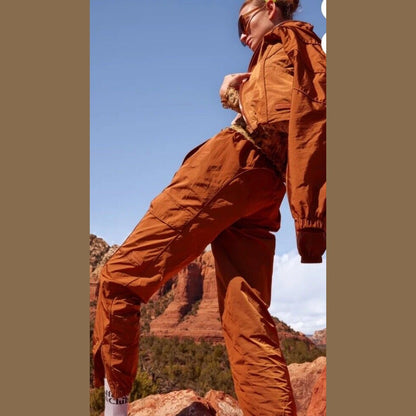 $115 Halfdays Women’s Watson Nylon Cargo Pants baggy Hiking -Caramel-Large-NEW