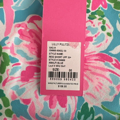 Lilly Pulitzer -Reid Short Leaf it Wild Golf Amalfi Blue-Size 00 NWT Retail $108