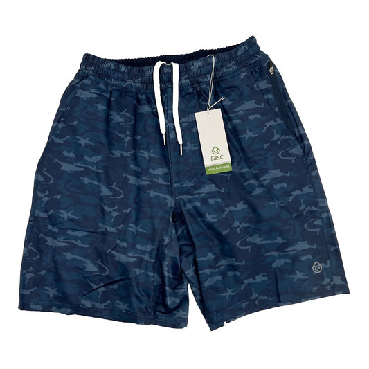 $64 Tasc Men's Weightless Recess 8" Tech Shorts-Navy Camo- Small -New Tags