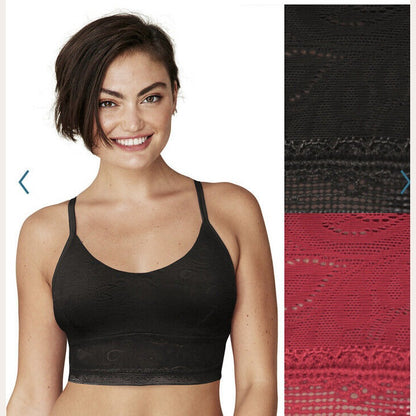 2 Pack Maidenform Pure Comfort Longline Bralette - 1 Black 1 Burgundy- Medium￼