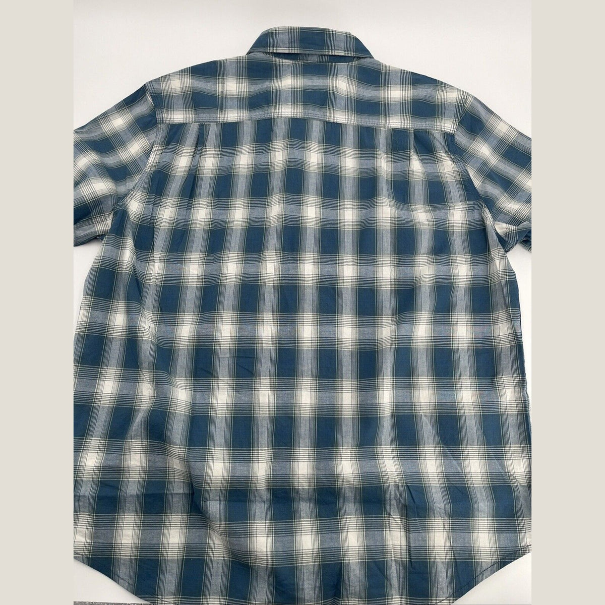 $70 Lucky Brand Men’s Cotton Blend  Mason S/S Shirt Plaid-Blue-Large -New Tag