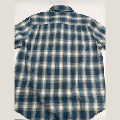 $70 Lucky Brand Men’s Cotton Blend  Mason S/S Shirt Plaid-Blue-Large -New Tag
