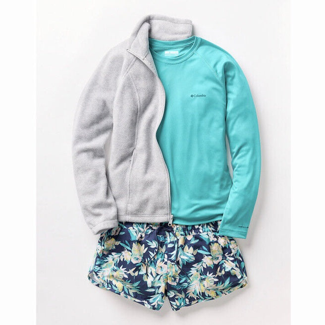 MSRP $60 Columbia Women's Bogata Bay Printed 3" Shorts-Bright Aqua-XLarge -New