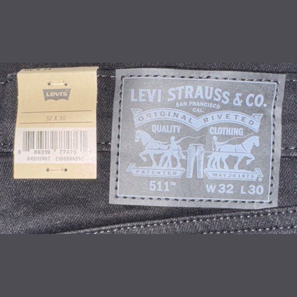 $69 Levi’s Men’s 511 Slim Fit Stretch Jeans - Black- 32W x 30L- New Tags
