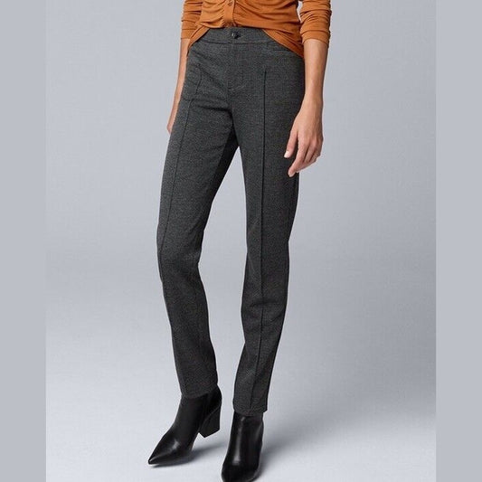 Simply Vera Wang Women’s Mid-Rise Pintuck Ponte Skinny Pants - Houndstooth-Small