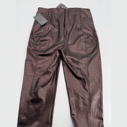 $108 Lysse Women's Stretch Skinny Faux Leather Leggings Pants-Copper -Small- New