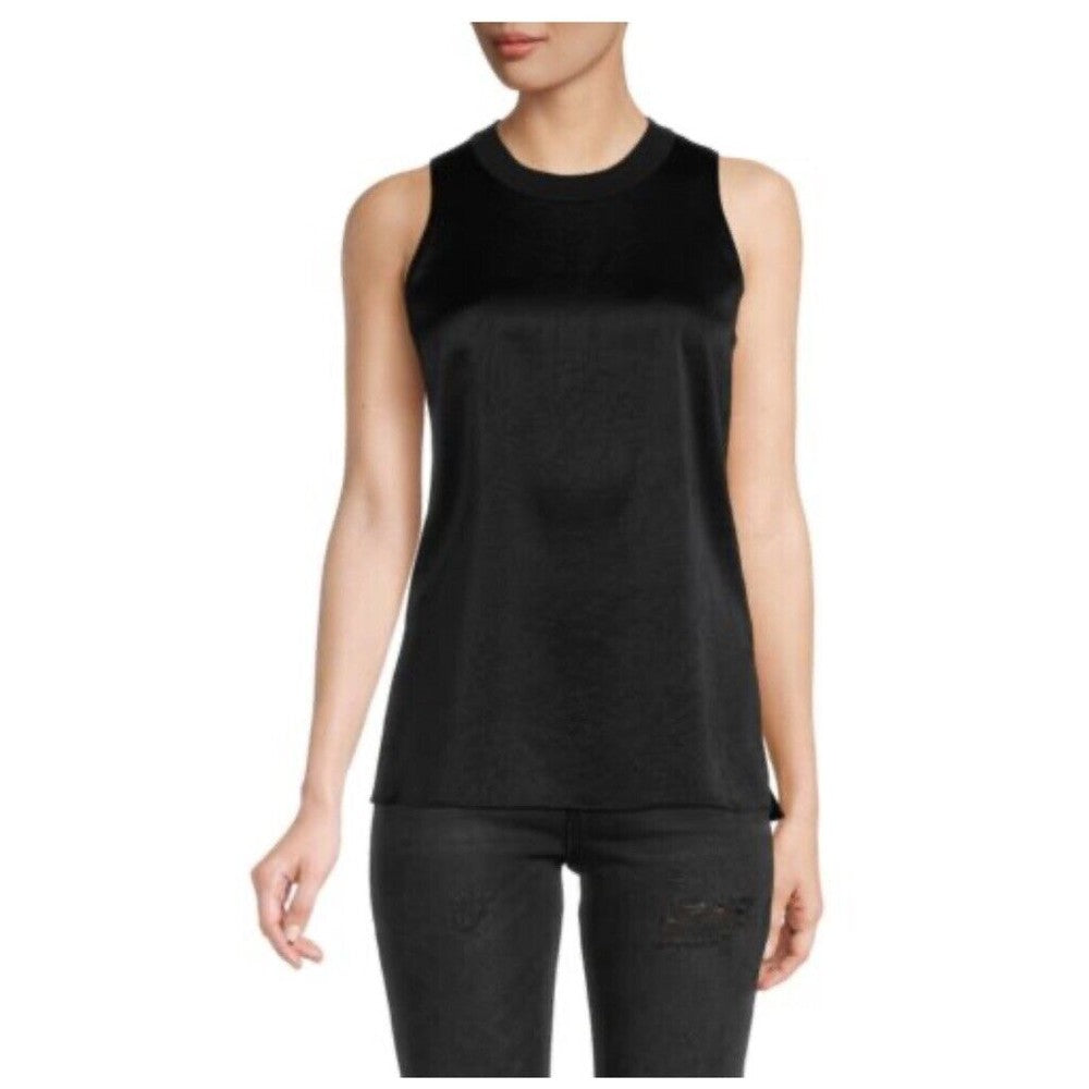 $275 Vince Women’s Sleeveless Satin Blend Top VX943612636- Black- Medium-New Tag