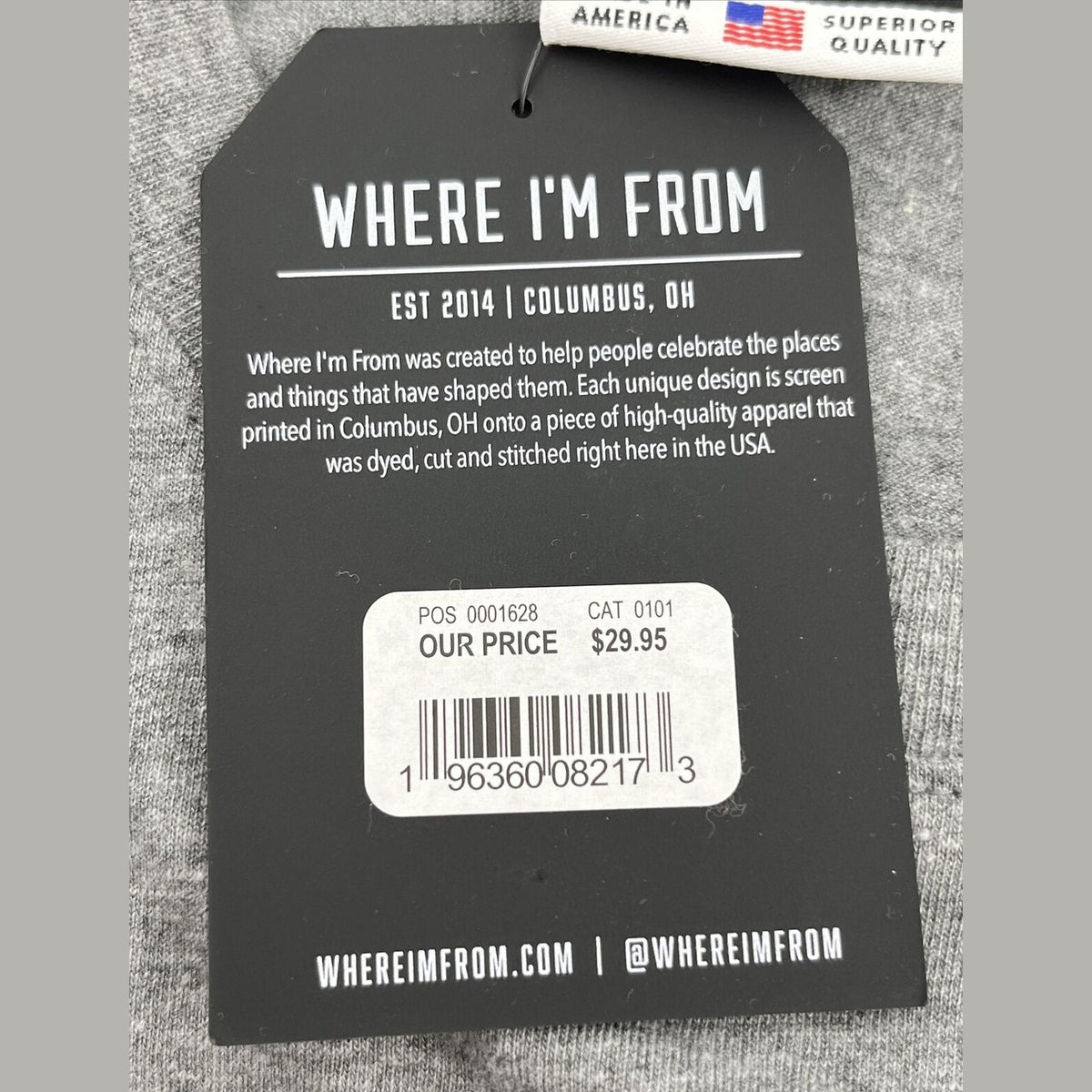 Where I’m From Men’s Denver Soft Cotton T Shirt-Grey/Orange-Small-New