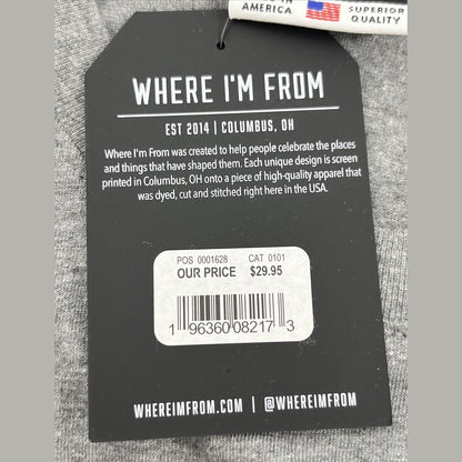 Where I’m From Men’s Denver Soft Cotton T Shirt-Grey/Orange-Small-New