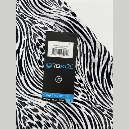 $89 IBKUL Women’s Sleeveless Zip Polo Top Shirt- Alena Black/White - Small -New