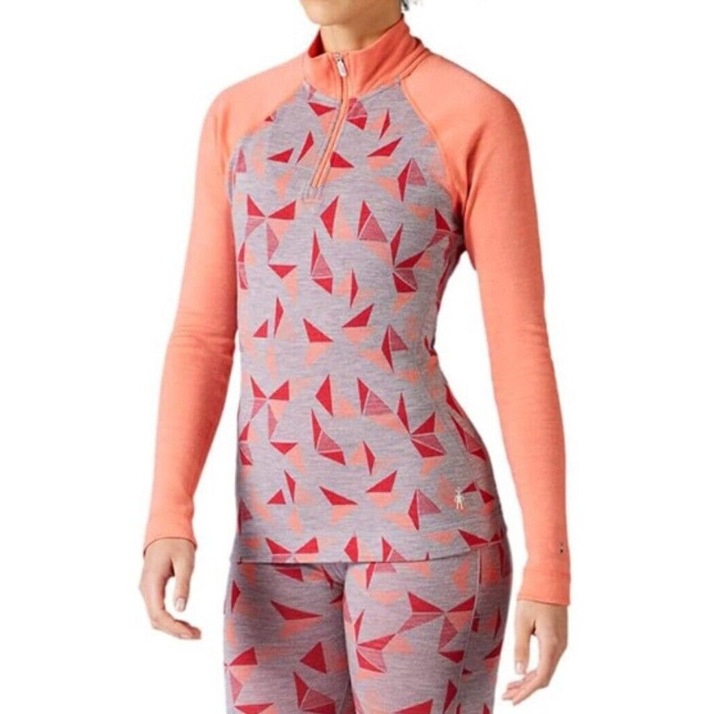 $130 Smartwool Women’s Intraknit Thermal Merino Base Layer 1/4 Zip-Coral-Small