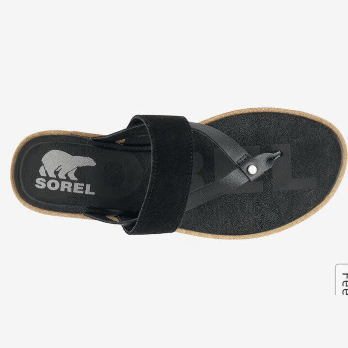 Sorel Ella II Sandals Slip On Women’s Size 7.5  Suede/Leather Flats - Black- New