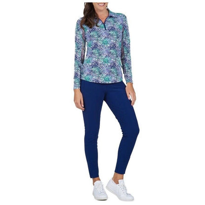 $100 Ibkul Women’s Long Sleeve Zip Mock Neck Top-Spray Paint Purple-XSmall-New