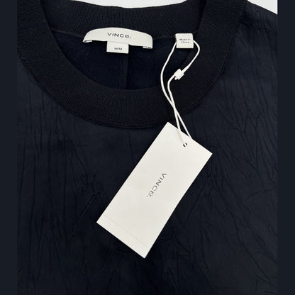 $275 Vince Women’s Sleeveless Satin Blend Top VX943612636- Black- Medium-New Tag