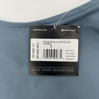 Eddie Bauer Aster Sleeveless Empire-Waist Dress Moisture Wicking-Blue-Small- NWT