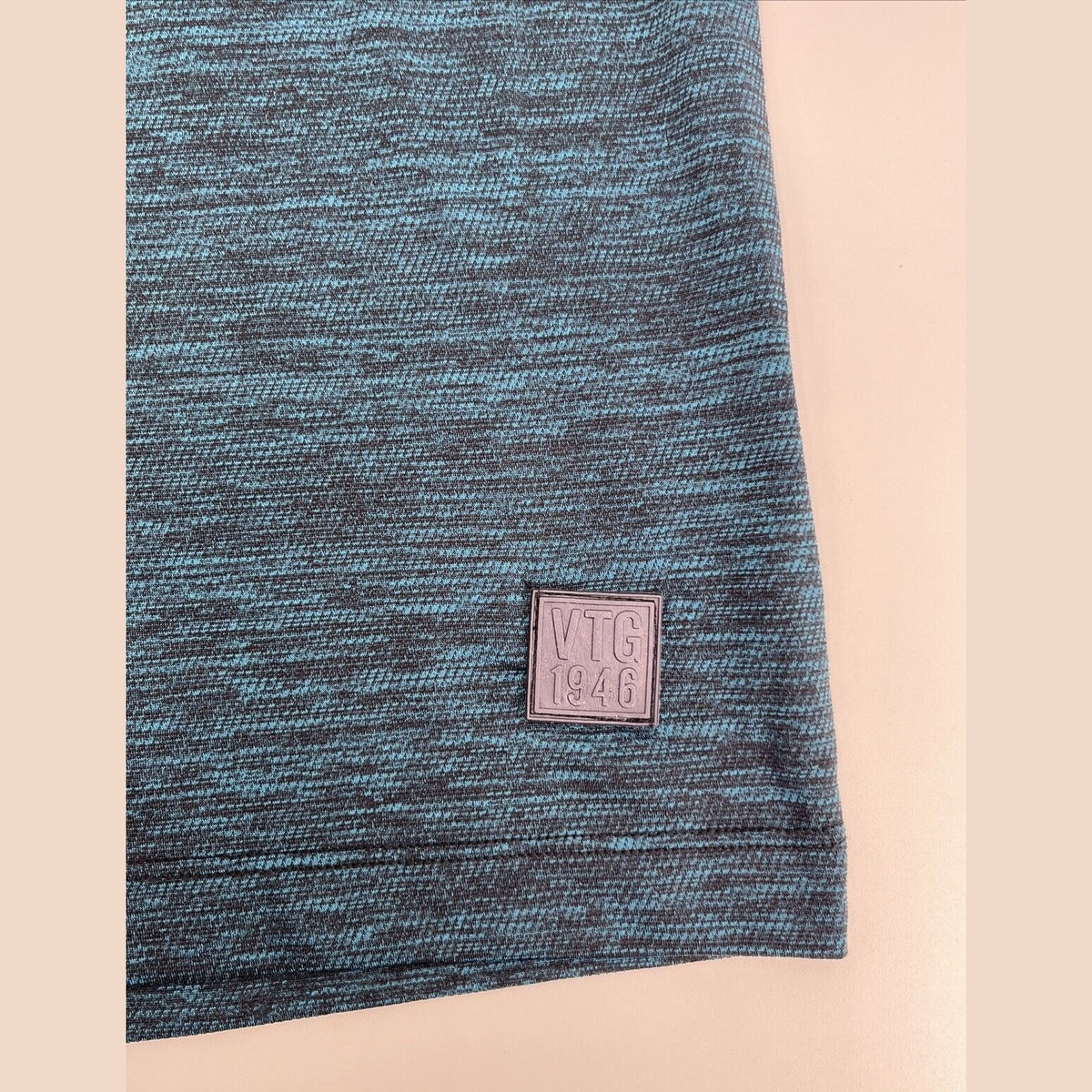 Vintage 1946 Men’s Micro Performance Textured Polo Shirt-Turquoise-Large -New