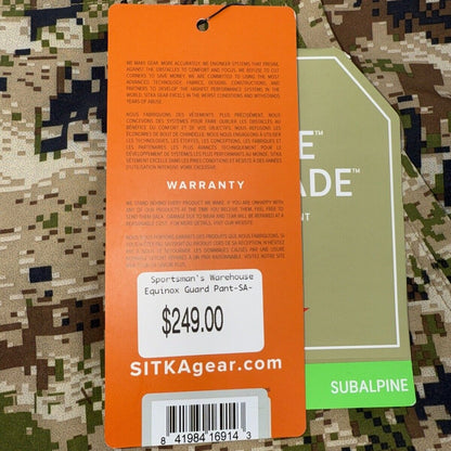 SITKA Gear Men's Gore-Tex Optifade Subalpine Equinox Guard Pants 42R   50247-SA