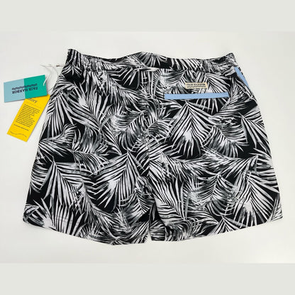 $68 Fair Harbor Men’s Palm Leaf Outdoor Casual Swim Trunks-Black/White-30W-New