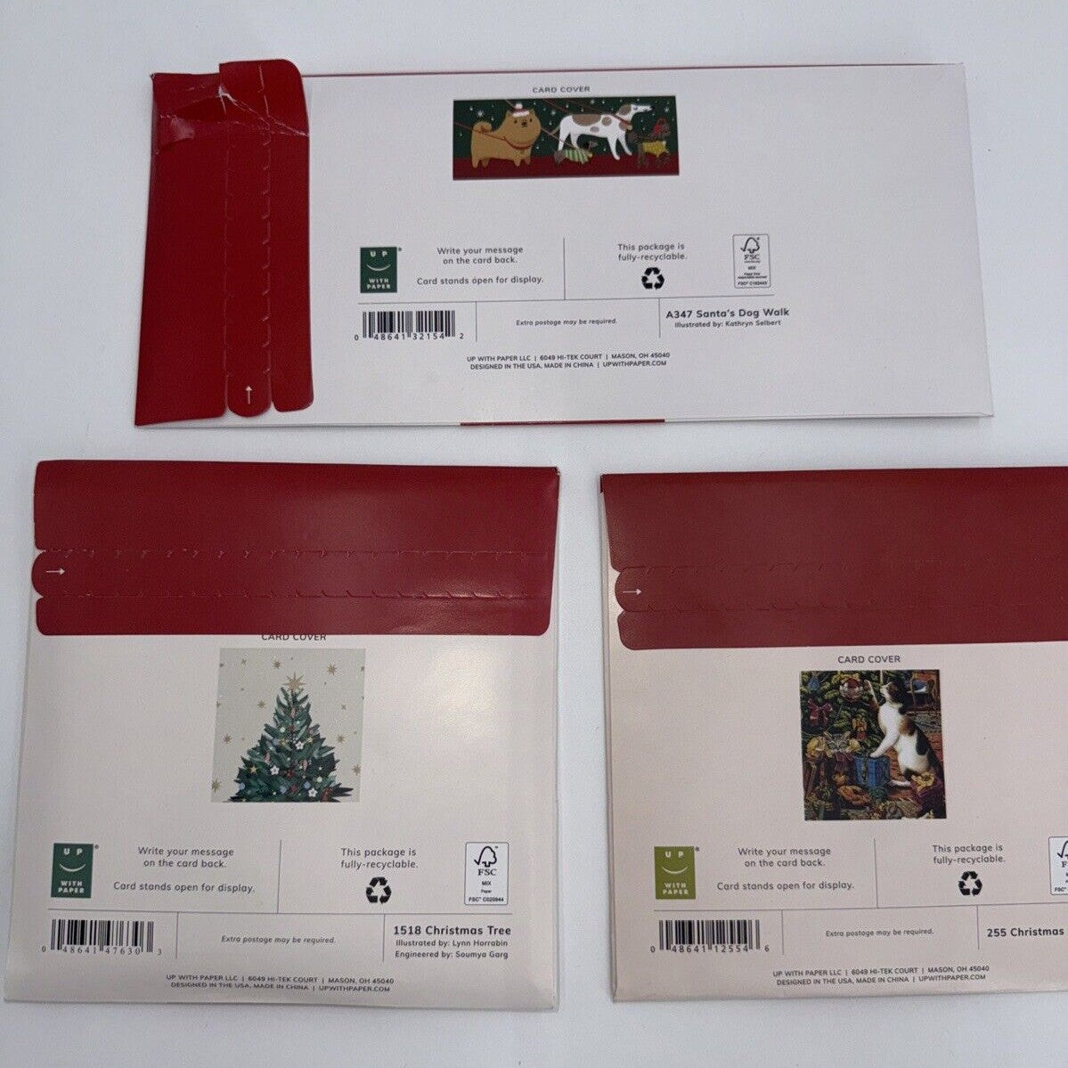 Up With Paper Lot Of 3 Holiday Pop-Up Christmas Cards- Combo - ($36) Great Deal!