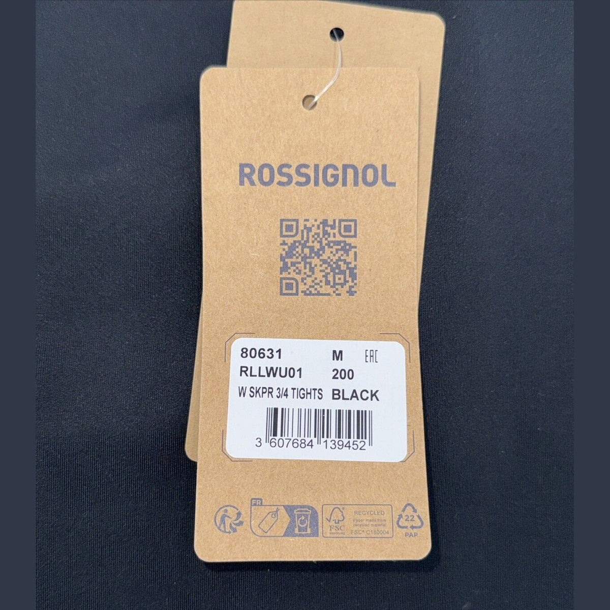 $95 Rossignol Women’s Stretch 3/4 Length Running Tights- Black- Medium- New Tags