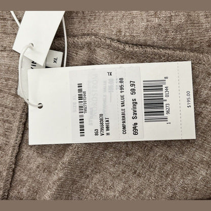 Vince Women’s Rib Knit Flare Pants Pull On Elastic Waist-Beige- XLarge-New $195