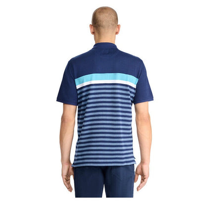 IZOD Men's Advantage Performance Short Sleeve Stripe Polo- Blue/White-Small-New