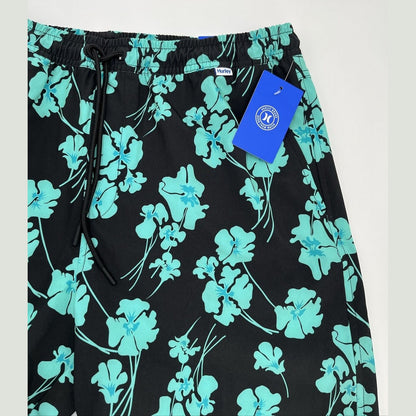 $40 Hurley Men's Salem Performance Woven Shorts-Black Teal-Medium-NEW