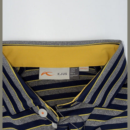 $99 Kjus Men’s Soren Golf Polo Striped Performance Shirt- Navy -Size: 52/Large