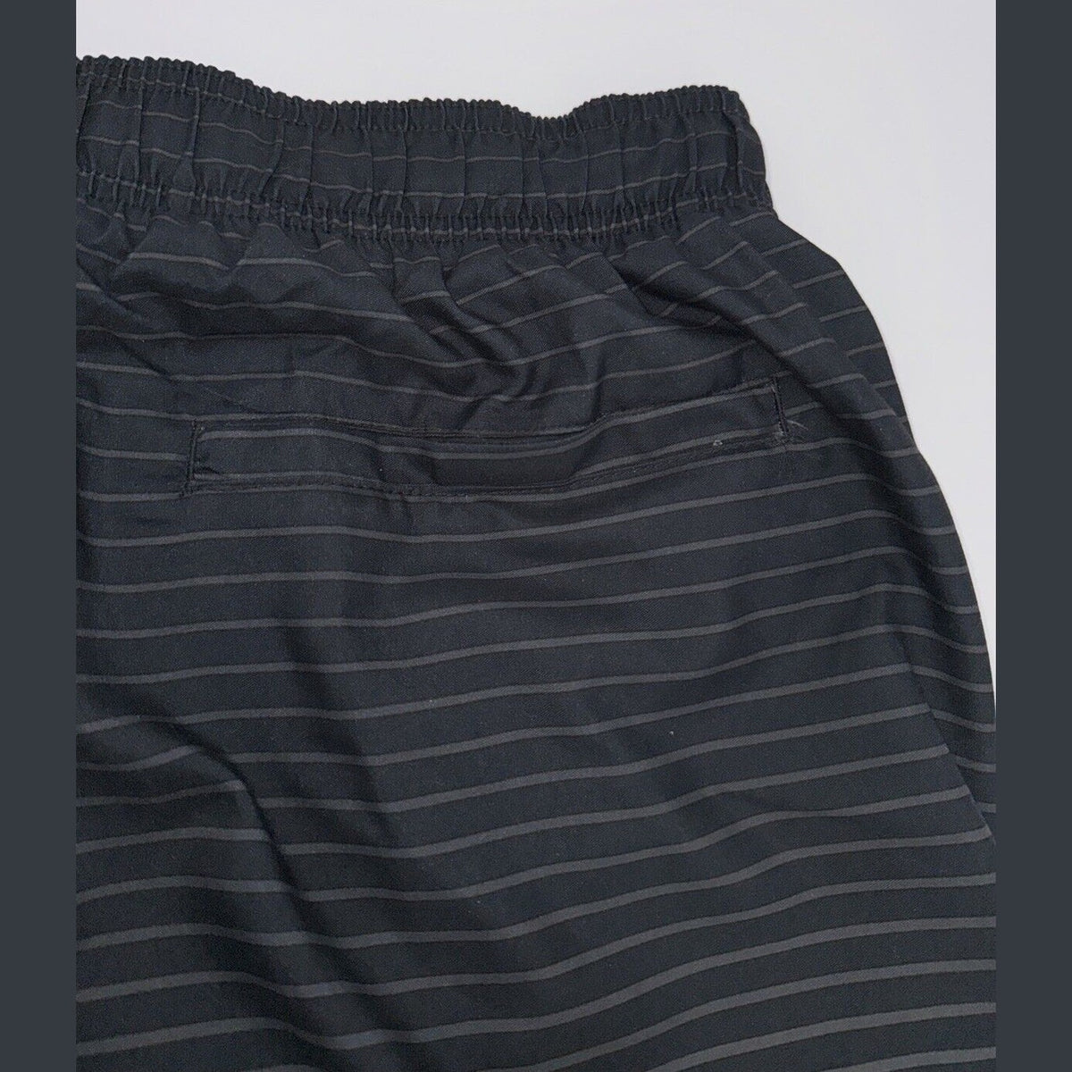 $58 Men's Nike Stripe 9" Swim Trunks- Black/Grey- Small- New with Tag