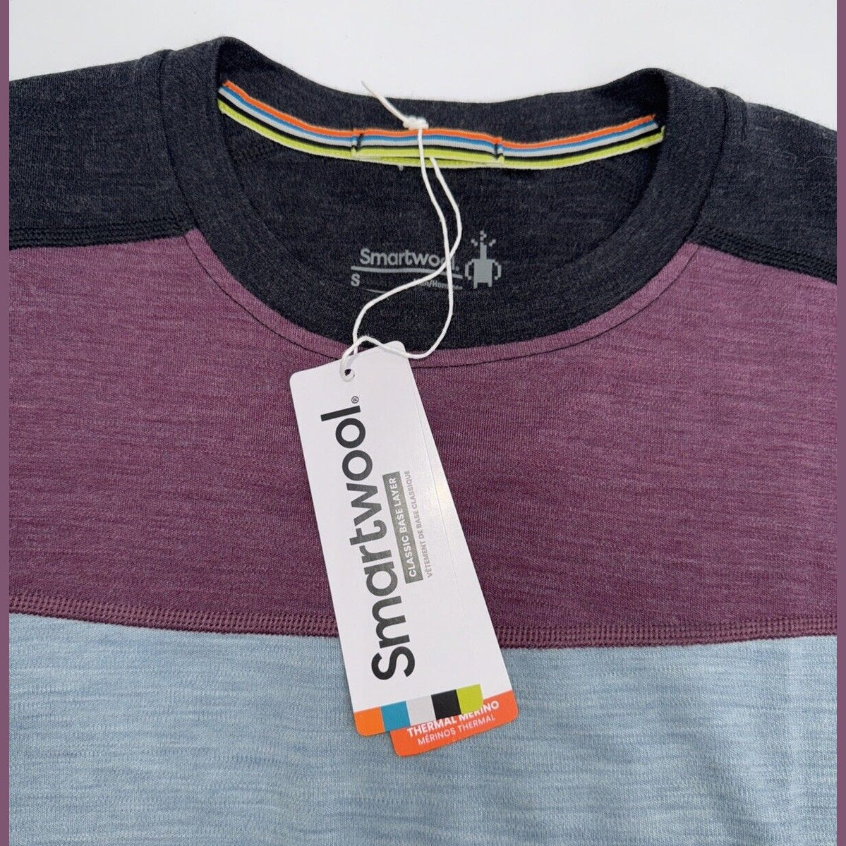 $115 SMARTWOOL Men’s Classic Thermal Merino Base Layer Crew Top-Colorblock-Small