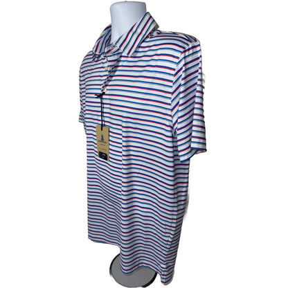 Chubbies Men's The 4th Of Ju-Line Performance Polo Shirt-White Multi-Medium-New