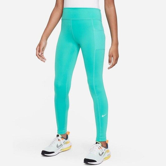 New Nike Girls 7-16 Dri-FIT One-Rise Leggings- Clear Jade White-Size-L -NWT $40