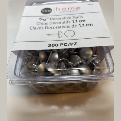 Dritz Home 44254 Smooth Decorative Nails, 7/16-Inch, Brushed Nickel (300-Piece)