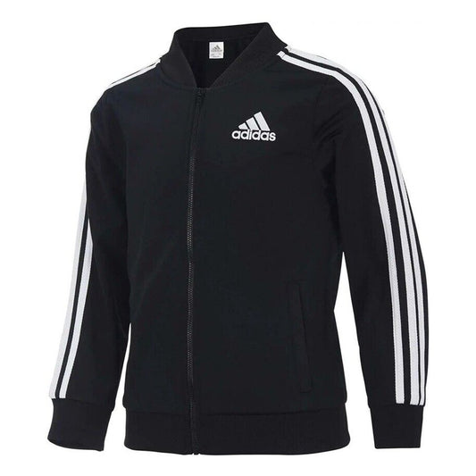 Adidas Girls Full Zip  Tricot Jacket - Black & White- Large (14)-NWT Retail $45