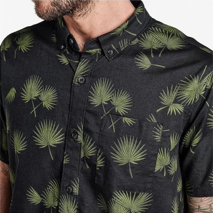 $75 Roark Men’s Scholar Fronds SS Button Shirt- Black/Khaki-Small-New Tags