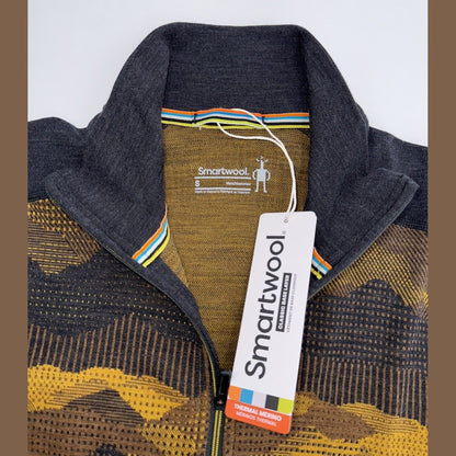 $120 SMARTWOOL Men’s Thermal Merino Base Layer 1/4 Zip -Charcoal Scape -Small