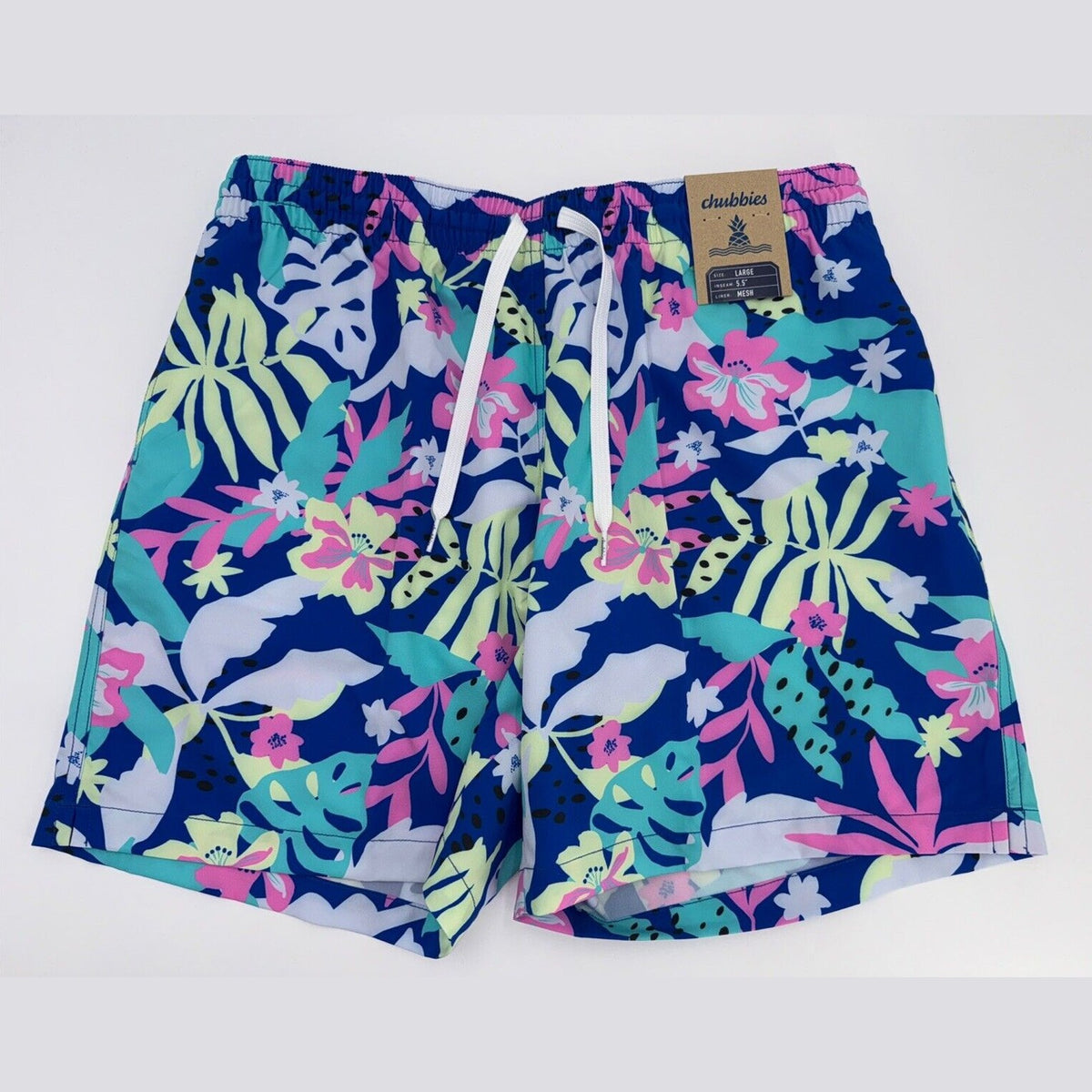 $70 Chubbies The Floral Surprise 5.5" Inseam Swim Trunks- Multi - Large -New Tag
