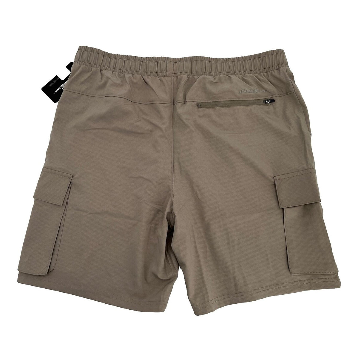 $60 Eddie Bauer Men's Inland 8” Woven Tech Drawstring Pull On Shorts-Taupe-Large