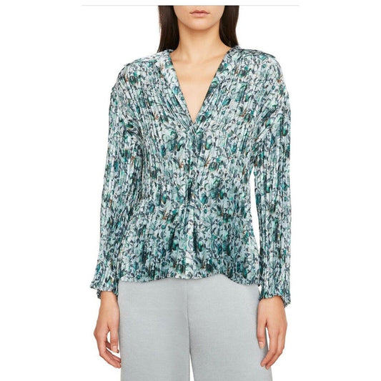 Vince Women’s Berry Blooms Pleated Floral Top Blouse Shirt-Size: 2XSmall-  $395