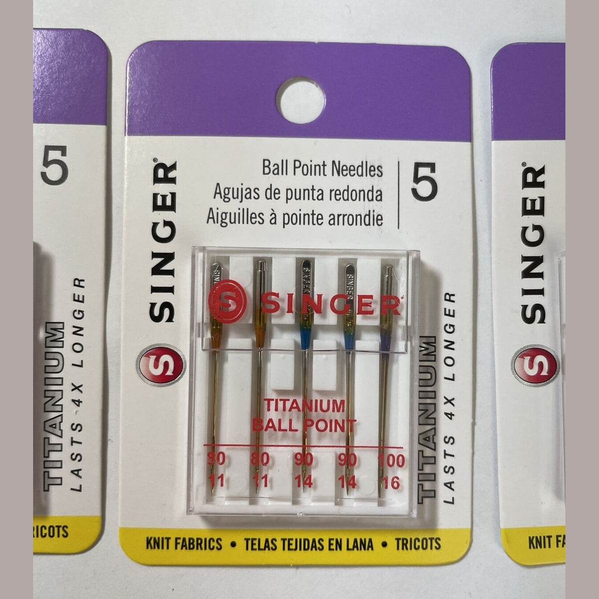 Lot Of 3 Singer Titanium Universal Ball Point Machine Needles- Total 15 Needles