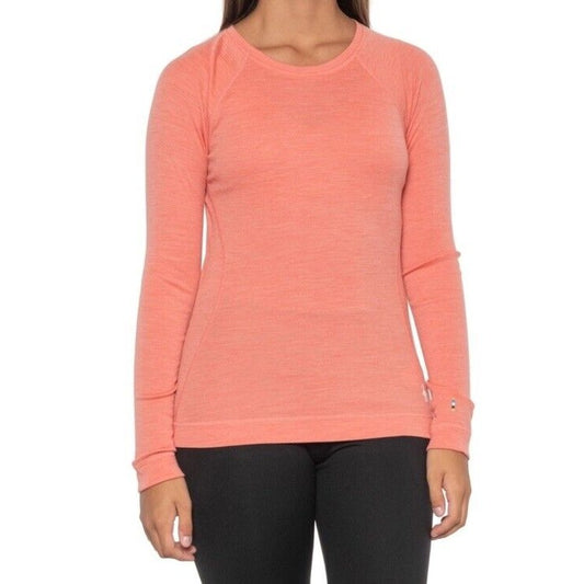 $110 Smartwool Women’s Merino Thermal Base Layer Crew Top -Coral - XLarge -New