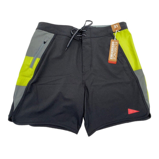 $75 Florence Marine X Burgee Waypoint Boardshort 7.5"- Black -Size: 31”- NEW Tag