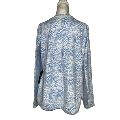 $100 Ibkul Women’s Long Sleeve Crew Neck Top-Alena Peri/White -XLarge-New