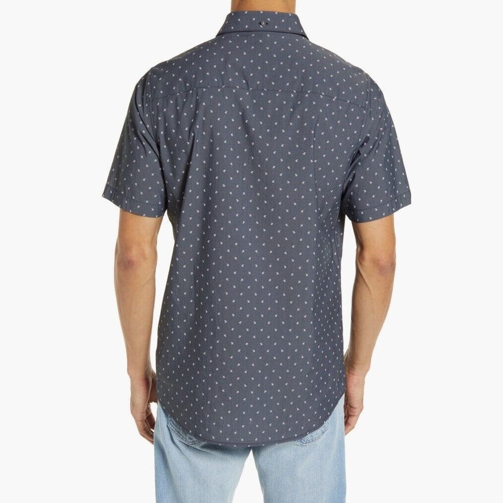 $100 TRAVIS MATHEW Men’s Not Your Best Button Up Shirt- Heather Black-Medium-NEW