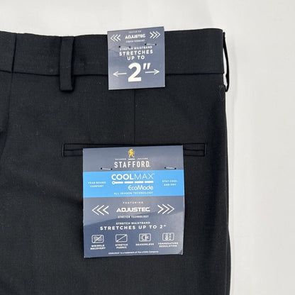 $110Stafford Coolmax Men’s Classic Fit Flat Front Suit Pants- Black- 34W 30L