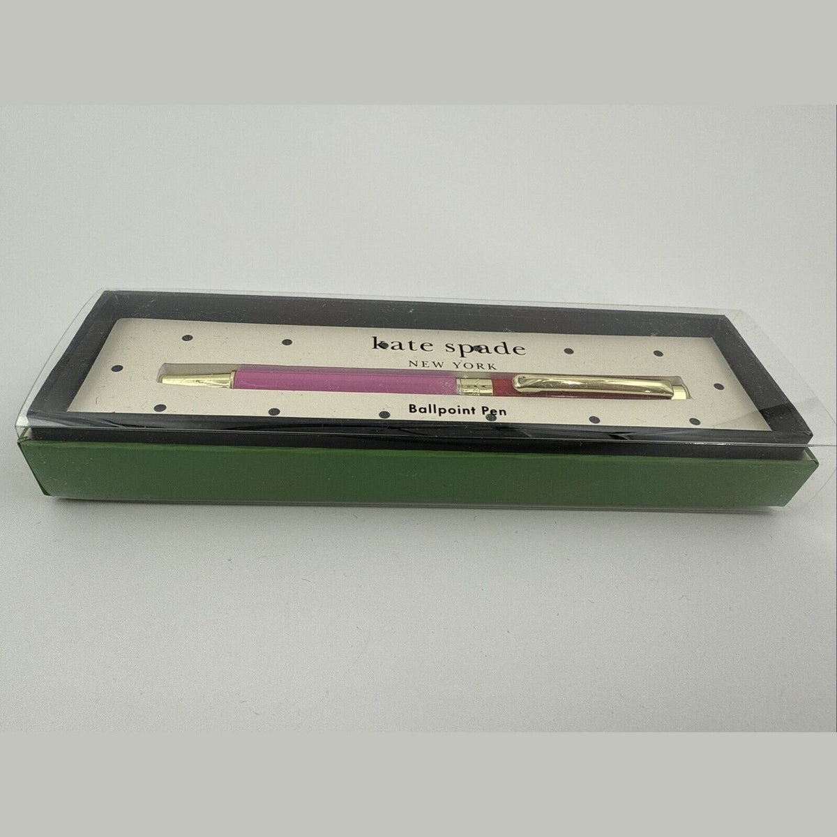 KATE SPADE RED & PINK COLORBLOCK BALLPOINT PEN - New In Gift Box