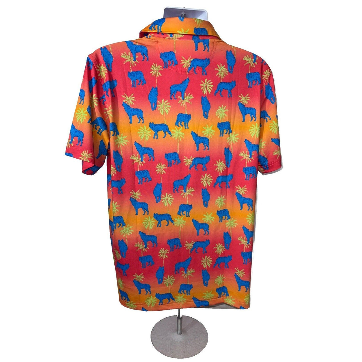 Chubbies Men's The Howler Moon Performance Polo Shirt-Orange Multi-Large-New